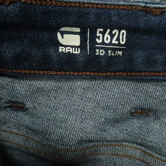 G Star Raw Jeans Mens 32x32 Blue 5620 3D Slim 5 Pocket Denim Button Fly